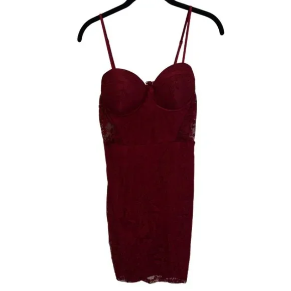 chinese dress ladies Sheer Lace Fishtail Gown in Cherry Red - 14